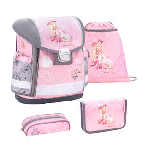 Belmil 403-13/AG/S Schulranzen Set 4 - teilig ergonomischer Schulranzen Mädchen 1. klasse 2. klasse 3. klasse - Super Leicht 930-990 g/ Grundschule/ Ballerina; Einhornrosa;grau (403-13 Ballerina)