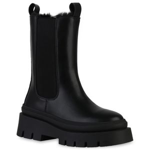 VAN HILL Dámske topánky s ľahkou podšívkou na platforme s umelou kožušinou a profilovanou podrážkou 839879, farba: čierna, veľkosť: 40