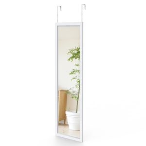 Dripex Wandspiegel 33x119cm Spiegel unbrechbarer Garderobenspiegel Flurspiegel höhenverstellbarer Hängespiegel mit Haken (Weiß)