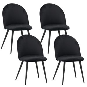 Albatros Stoličky do jedálne so zamatovým poťahom Set 4 CAPO, čierna - štýlový vintage dizajn, elegantná čalúnená stolička k jedálenskému stolu - kuchynská stolička alebo stolička do jedálne s vysokou nosnosťou