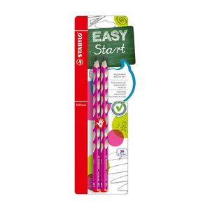 Ergonomischer Dreikant-Bleistift für Rechtshänder - STABILO EASYgraph in pink - 2er Pack - Härtegrad HB