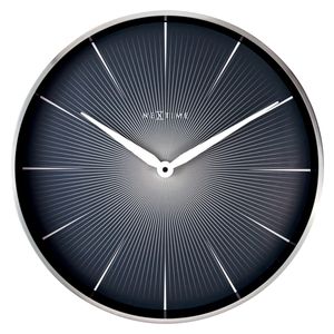 NeXtime Wanduhr 2 SECONDS Ø 40cm lautlos Alu Wohnzimmer Küche Büro Uhr schwarz