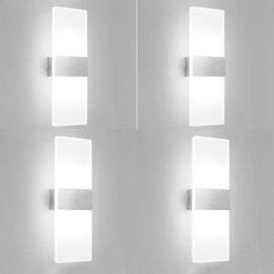 LED Wandleuchte innen 12W Wandlampe Modern Acryl Wandbeleuchtung fuer Wohnzimmer Schlafzimmer Treppenhaus Flur, Kaltweiss, 4Pcs