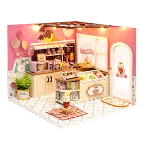 3D-Puzzle DIY holz Miniaturhaus Modellbausatz Puppenhaus Eiscafe