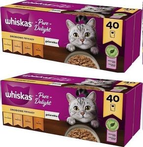 WHISKAS Adult 1+ Pure Delight Katzennassfutter 80 Portionsbeutel à 85g (2-er Pack) Geflügel Ragout in Gelee