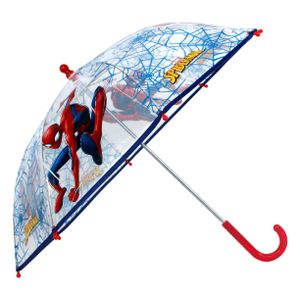 Spider-Man Kinder Regenschirm Stockschirm, ∅ 73 cm, transparent/blau
