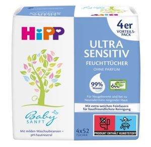 HiPP Babysanft Feuchttücher Ultra Sensitiv - 4x52 Stück