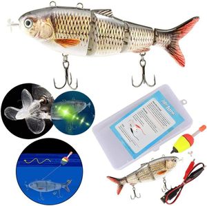 Elektrischer Fischköder Angelköder, wiederaufladbare USB Köder, Mehrgelenkige Swimbaits mit LED Licht, 4 Segment Gelenk Swimbait Angelgerät