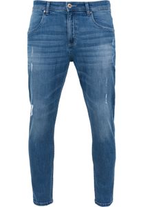 Urban Classics Herren Jeanshose Skinny Ripped Stretch Denim Pants TB1606 Blau Blue Washed 30