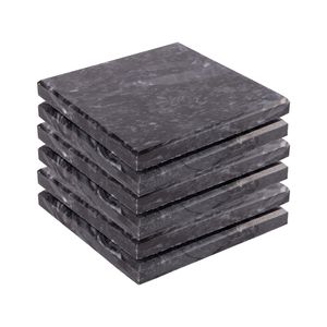 6x Schwarz 10cm Marmor Quadratische Untersetzer Coasters - Rustikal Stein Heim Bar Küche Esstisch Gedeck & Tischset - von Argon Ta