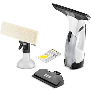 Vysavač na okna Kärcher WV 5 Plus N, výdrž baterie: 35 min, LED indikátor stavu nabití, 2 sací hubice, rozprašovací láhev s návlekem z mikrovlákna, 20 ml koncentrátu na čištění oken