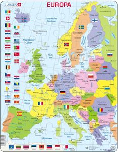 Larsen K2 Politische Karte Europas, Deutsch Ausgabe, Rahmenpuzzle mit 48 Teilen Larsen K2 Politische Karte Europas, Deutsch Ausgabe, Rahmenpuzzle mit 48 Teilen