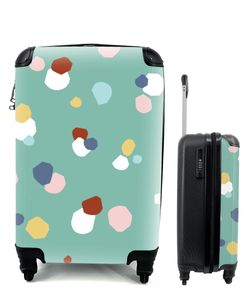Kufr Příruční zavazadlo na kolečkách Malý cestovní kufr na 4 kolečkách Děti - Puntíky - Zelená - Velikost kabiny < 55x40x23 cm a 55x40x20 cm -