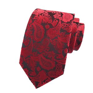 Verstellbare Stickerei, lange Anzug-Krawatte, Retro-Cashew-Nuss-Druck, Herren-Krawatte, Blazer-Zubehör, Rot