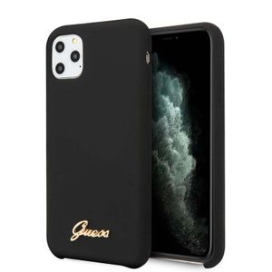 Guess GUHCN58LSLMGBK iPhone 11 Pro černé/černé pevné pouzdro Silikonové Vintage Gold Logo