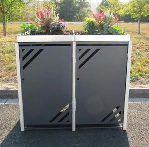 Mülltonnenbox für 2 Mülltonnen mit Pflanzwanne grau DB703/RAL9006
