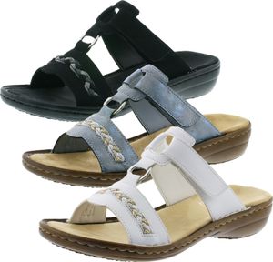 Rieker 60888 Damen Pantoletten Clogs Klettverschluss, Größe:39 EU, Farbe:Weiß