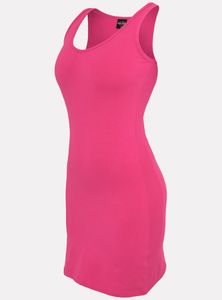 Urban Classics Ladies Sleevless Dress Frauen Stretchkleid Figurbetont, Größe: L; Farbe: Fuchsia