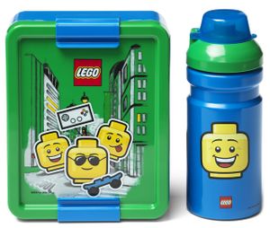 Grün-blaues Set Lunch-Box und Trinkflasche 390 ml. Boy LEGO