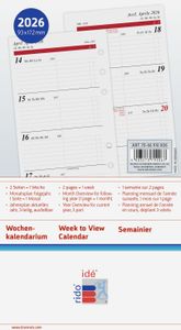 rido® idé® 70-66 910 006 Kalendár 2026 - Časový plánovač 2, vkladací týždenný plánovač - 1 týždeň / 2 strany, 9,3 x 17,2 cm