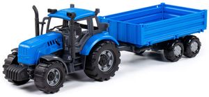 Traktor Kinder Spielzeug Progress m. Kippanhänger blau Schwungrad Fahrzeug +3J