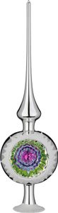 Christbaumspitze Glas 36cm Reflex Ornament Silber glänzend