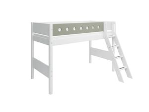 White Mittelhohes Bett mit Schrägleiter 90x200 cm Grün / Weiß, Matratze:mit