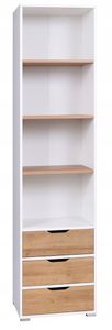GRAINGOLD Regal Hannoi - Bücherregal - Stilvolles Regal mit 3 Schubladen, Wohnzimmer Bücherregal, Modern Design - Weiß & Gold Eiche