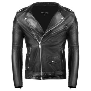 PAULGOS Herren Biker Lederjacke Echtes Leder Jacke Echtleder in 2 Farben Gr. S-5XL