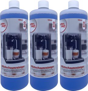 3x 1L Milchschaumreiniger Coffee&Clean by JaPeBi ECO, Rundflasche incl. Dosierhilfe