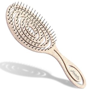 Ninabella Bio Haarbürste ohne Ziepen für Damen, Herren & Kinder - Entwirrbürste auch für Locken & Lange Haare - Einzigartige Profi Detangler-Bürste mit Spiralfeder Limetten Natur