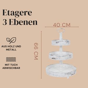 Etagere mit 3 Etagen in Weiß 66x40x40