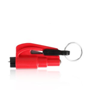 Schlüsselanhänger mit Scheibenbrecher und Gurtschneider Rot