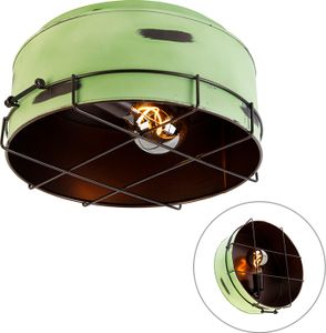 QAZQA - Industrie I Vintage I Industrie I Vintage I Deckenleuchte I Deckenlampe I Lampe I Leuchte grün 35 cm - Barril I Wohnzimmer I Schlafzimmer - Stahl Rund - LED geeignet E27