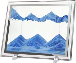 Sandbilder zum Drehen, Sandbild mit Licht, Dynamische Sanduhr 7 Zoll (Blau Ozean)
