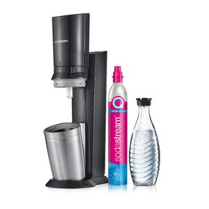 SodaStream Wassersprudler Crystal Vorteilspack inkl. Flasche und Quick-Connect Zylinder, Schwarz