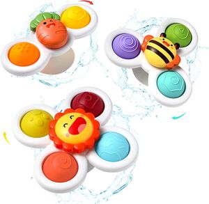3 Stück Saugnapf Spinner Spielzeug, Kreisel Spielzeug Badereise Spielzeug, beste Geschenke für Kleinkind Jungen Mädchen