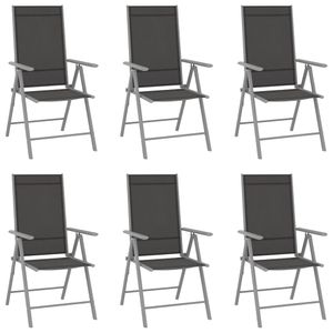 Möbel - Hommie Armlehnstühle Terrasse - Gartenstühle Klappbar 6er Set Textilene Schwarz - bis 150 kg belastbar - (52353)