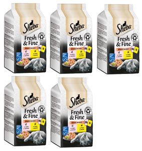 SHEBA Portionsbeutel Multipack Fresh & Fine in Sauce mit Lachs MSC und mit Huhn 5 x 6x50g