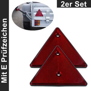 2 Stück Dreieck Rückstrahler Reflektoren PKW Anhänger Dreieckrückstrahler Rot
