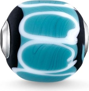 Thomas Sabo K0255-017-17 Koralik Karma Szklany Czarny Turkusowy Biały Srebro Sterling