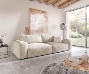 DELIFE Big-Sofa Lanzo XL 270x130 cm Cord Beige