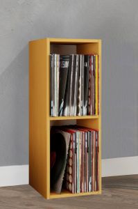 VCM Holz Stand Regal | Regal mit 2 großen Fächer | Maße: H. 72 x B. 34 x T. 30 cm | Platz für 65 Schallplatten | 1 fester Fachboden - Platto