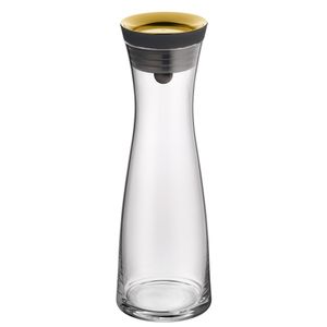 WMF Basic Wasserkaraffe, Glas, Karaffe 1l, Höhe 30,2 cm, Glaskaraffe mit Deckel, Silikondeckel, CloseUp-Verschluss, gold