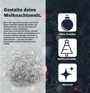 Lametta Engelshaar gelockt 15g - Lametta Silber - Weihnachten Stanniol Deko, Aluminiumoptik