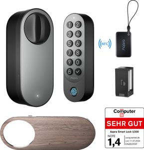 Aqara Smart Lock U200 Kit mit Fingerabdruck Erkennung, Schwarz, Smartes Türschloss, Matter over Thread, Bluetooth, Unterstützt Apple Home, Google Home