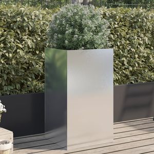 Srebrna donica 42x38x75 cm ze stali nierdzewnej