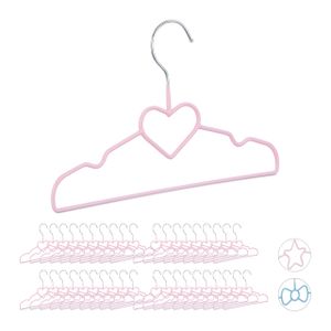 relaxdays 40 x Kinderkleiderbügel Herz rosa