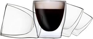 DUOS 4X 80ml doppelwandige Gläser, Espressogläser, Thermogläser - Set mit Schwebe-Effekt, auch für türkischen Tee geeignet, by Feelino