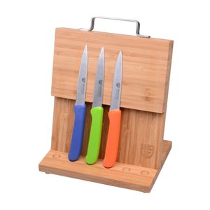 GRÄWE Magnet-Messerhalter Bambus klein mit Gemüsemessern bunt1